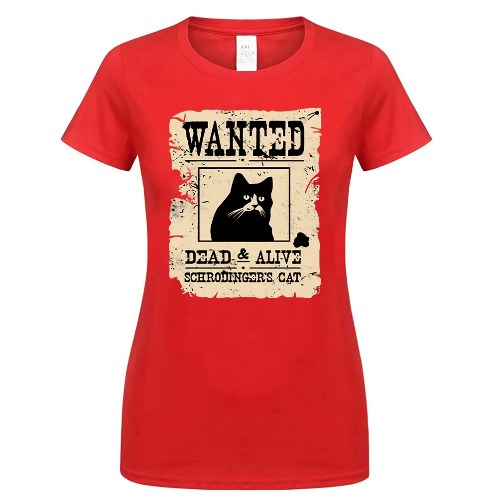 Шрёдингера футболка с рисунком кота и Schrodinger'S наука, физика Geek футболка, рубашка Harajuku футболка - Цвет: women red