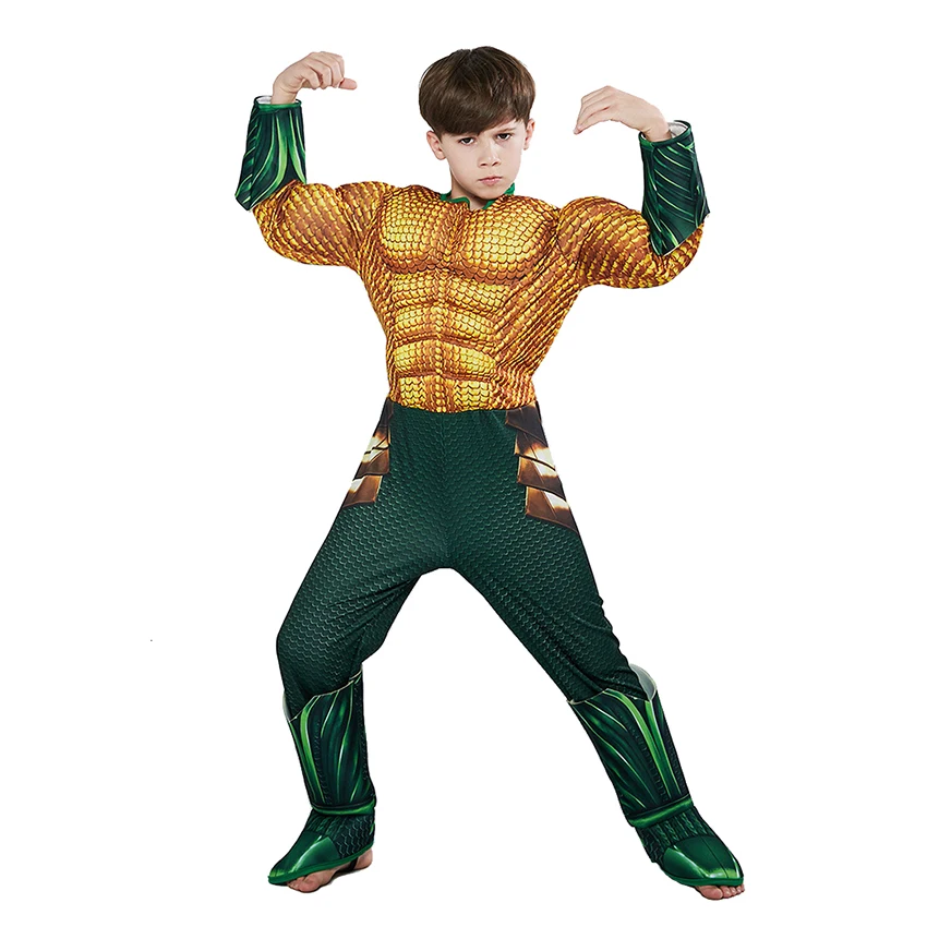 

Aquaman Costumes Superhero Sponge Muscle Masquerade Cosplay Anime Halloween Costumes for Kids Superhero Jumpsuits Carnival Dress