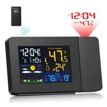 Проекционные часы | Монитор погоды DCF, Радиоуправление, календарь, 7 языков, подсветка, будильник