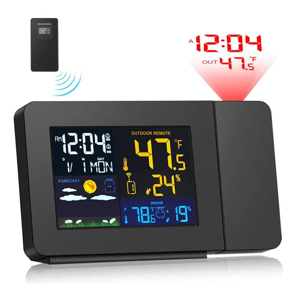 Projection Clock Weather Monitor DCF Radio control Calendar 7