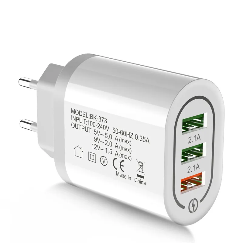 Round White USLION Быстрая зарядка 3,0 USB зарядное устройство для телефона Samsung S8 S9 Xiaomi mi 8 Huawei быстрая настенная Зарядка для iPhone 6 7 8 X XS Max iPad - Тип штекера: Round White