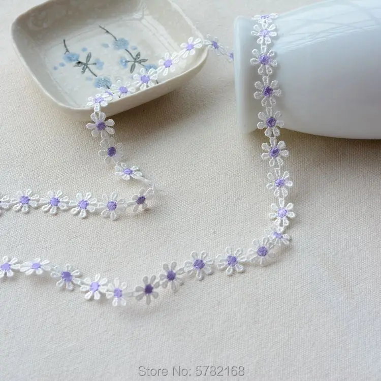 Polyester Small Daisy Lace Ribbon Trims for DIY Baby Clothes 2yards
