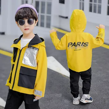 

Children's Wear 2019Foreign Children's Spring and Autumn Coat Korean Version of The Boy's Hooded Windbreaker Baby Color Matching