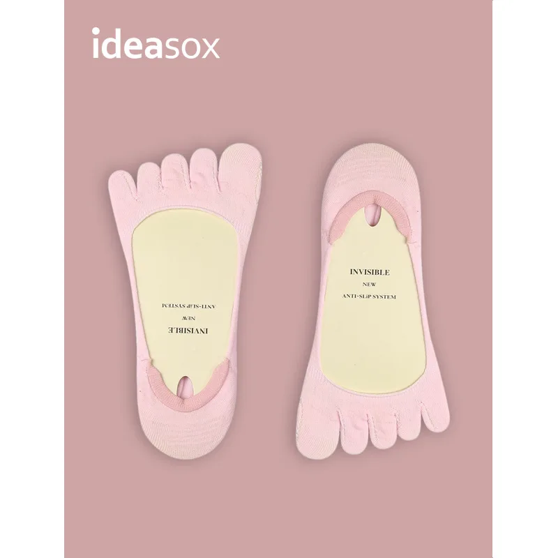 Ideasoox New Products Sweet Candy-Colored Toe Socks Cotton Breathable Solid Color Low-Cut Men Women's Toe Socks