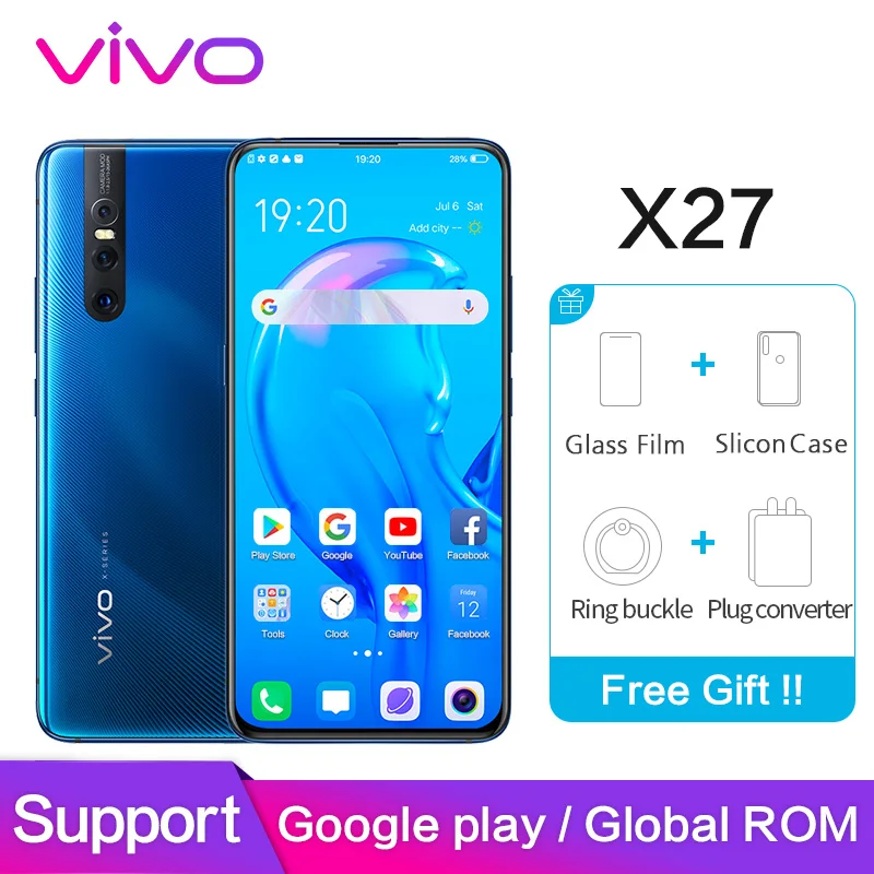 

vivo X27 Support Global ROM Google Play 48.0MP Mobile Phone 8GB 128GB 6.39" Full Screen Octa core 4G Rear 3 Cameras Cell phone