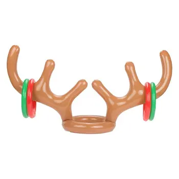 

Inflatable Antlers Rabbit Funny Pvc Christmas Family Party Throwing Ring Interactive Game With 4 Ring Gift