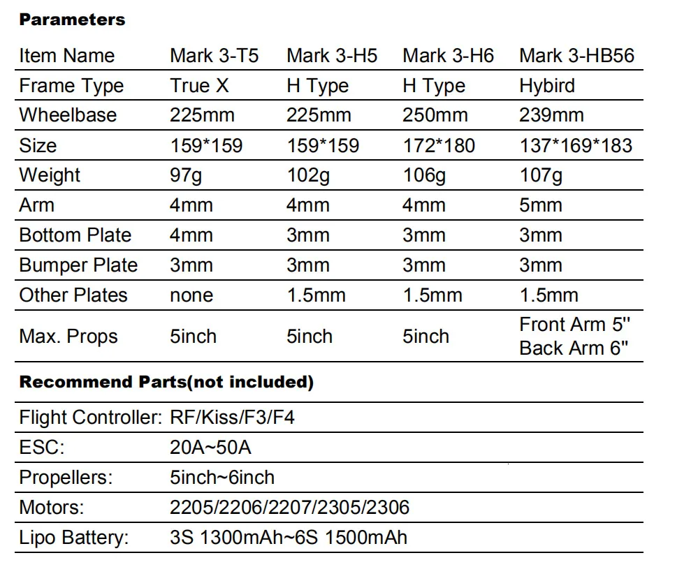 Geprc gep Mark 3 H5 T5 225 мм/hb56 239 мм X Квадрокоптер Дрон 4 мм Arm tableero 3 K углеродного волокна Fpv Свободный гоночный стиль