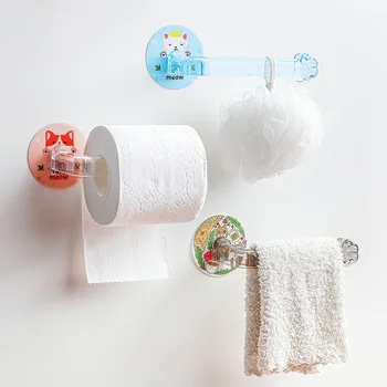 

Durable Roll Paper Shelves for Wall Non Porous Wall Suction Type Multifunction for Placing Rolls or Hanging Towels Home Goods