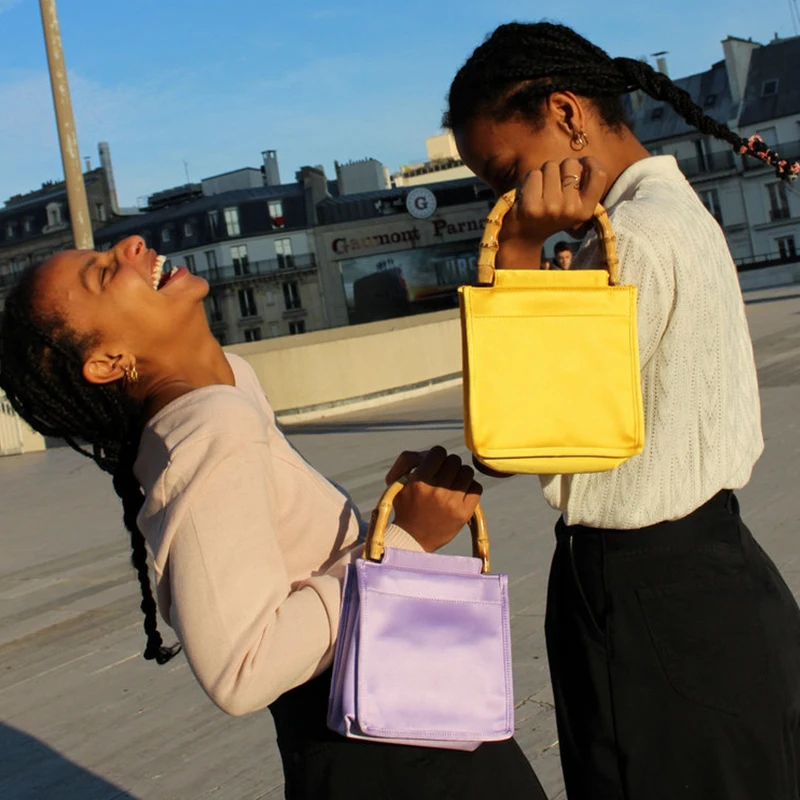 

Women handbag bag Silk Grip Handbag Shoulder Bag New Bamboo Ring Women's Simple Flap Messenger Bag Fashion Wristlets Silk Style