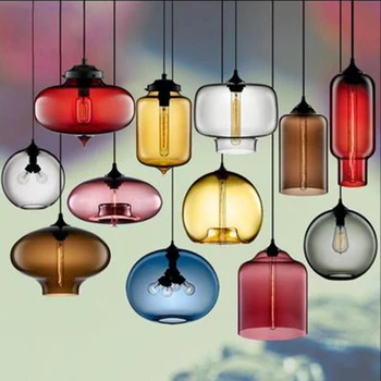 

Sale Loft Led Pendant Lamp Modern Colour Glass Pendant Lights Living Room Restaurant Bedroom Light Fixtures Luminaire Lighting