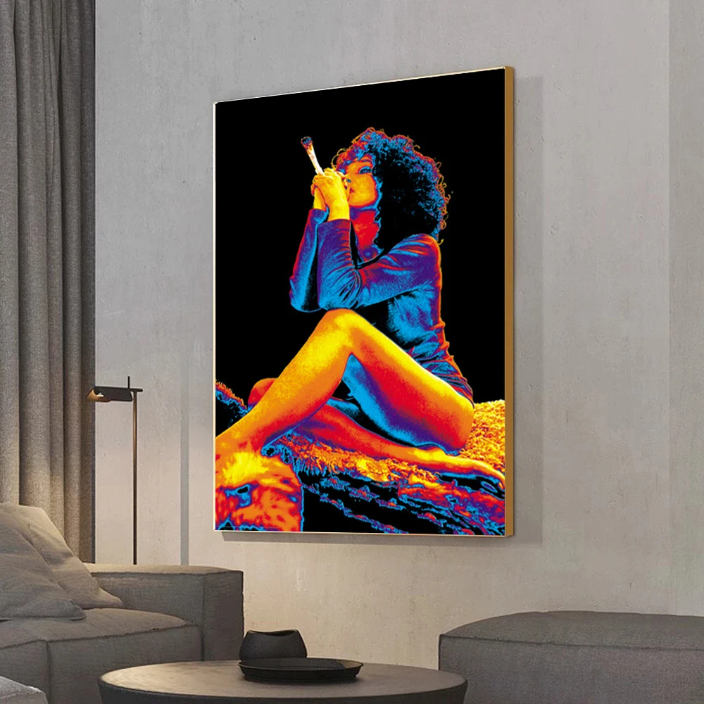 Arte Da Parete Afroamericana - Quadro Su Tela Con Ragazza Nera, Rosa E Grigio, Decorazione Moderna Per Soggiorno, Camera Da Letto, Bagno