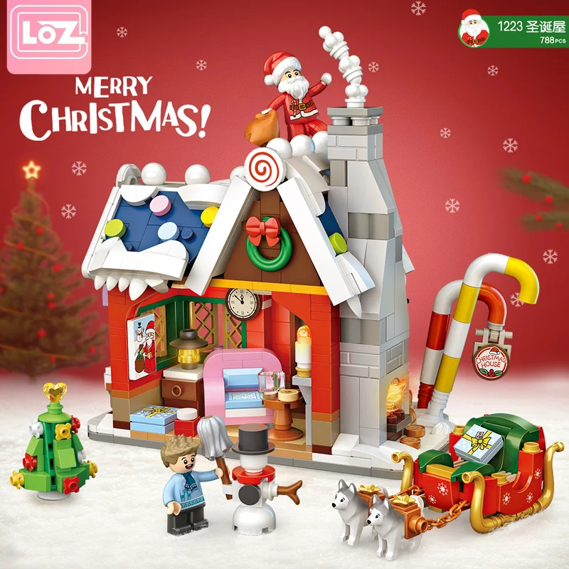 Новый конструктор Loz 1223 Алмазная мини-улица Рождественская тема сделай сам Город