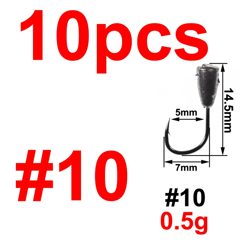 10 шт., мини-Крючки для подледной рыбалки, открытые свинцовые крючки для ловли на крючок с наконечником для ловли нахлыстом, мягкие черви, 0,3 г, 0,5 г, 0,7 г, 1 г - Цвет: Цвет: желтый