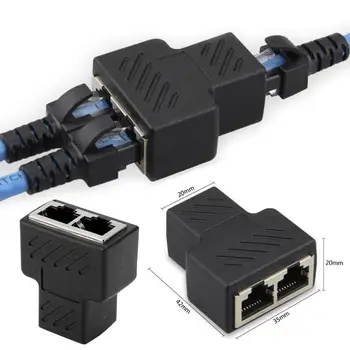 

1pc 1 To 2 Ways LAN Ethernet Network Cable RJ45 Female Splitter Connector Adapter Extender Plug Oxygen Free Copper Conductor
