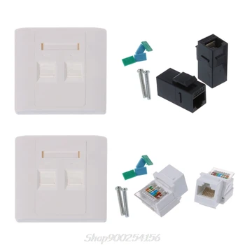 

2 Ports RJ45 Network Wall Plate With Female to Female Connector S21 20 Dropshpping