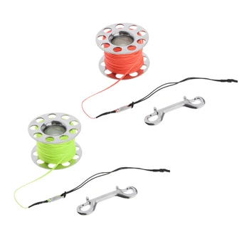 

50m Diving Finger Reel Spool Snap 164ft Rope Dive Double Ended Clip Hook Scuba Diving Accessories