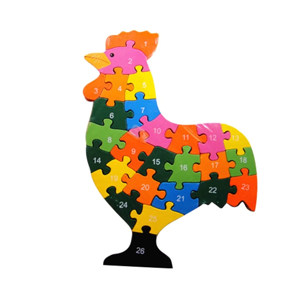 chicken Детские деревянные головоломки животные Улитка Лев Краб Пазл «Жираф» Игрушка Дети Раннее Образование деревянная игрушка - Цвет: chicken