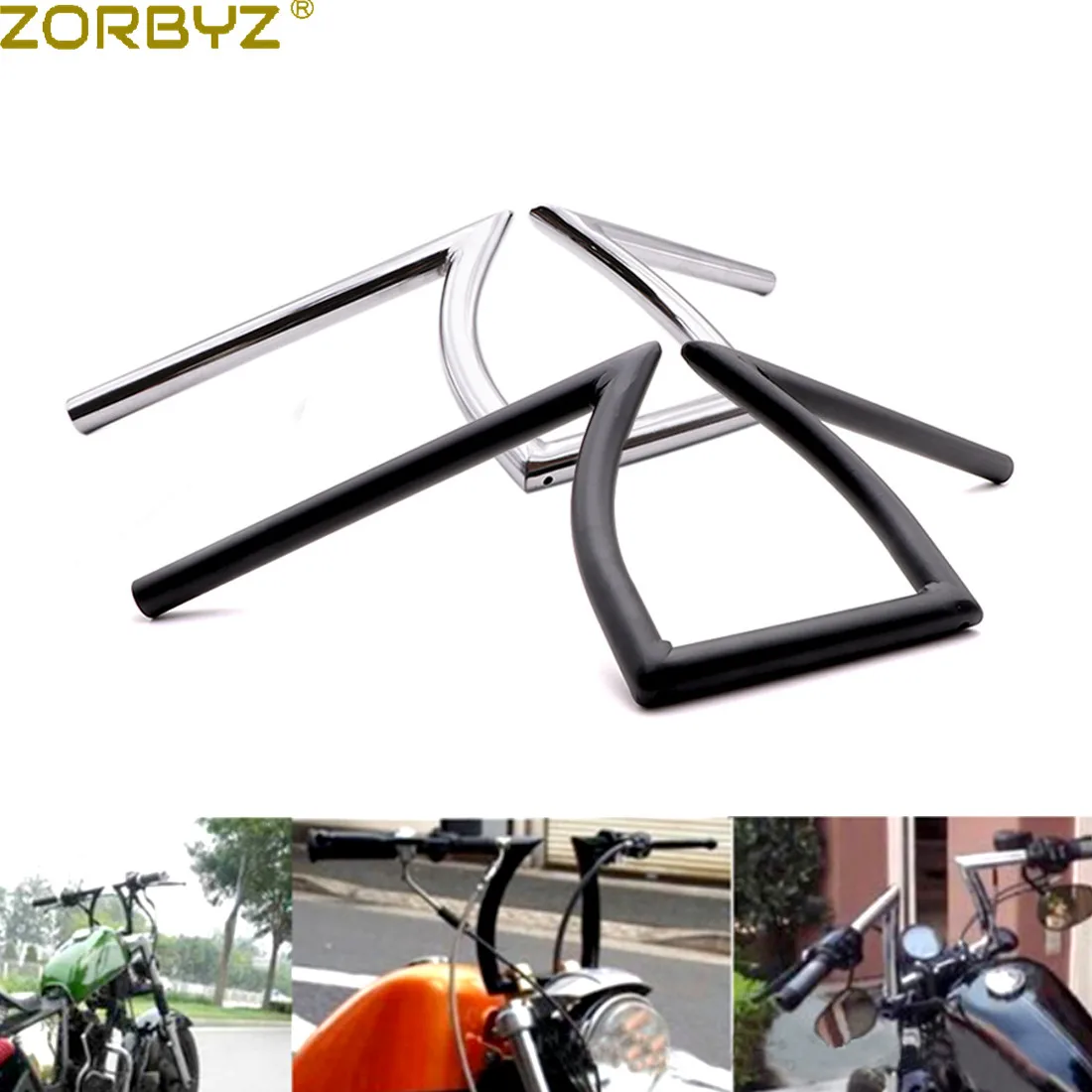 ZORBYZ 1 &quot25 мм металлический черный/Хромированный руль для мотоцикла Z Bars Harley Chopper
