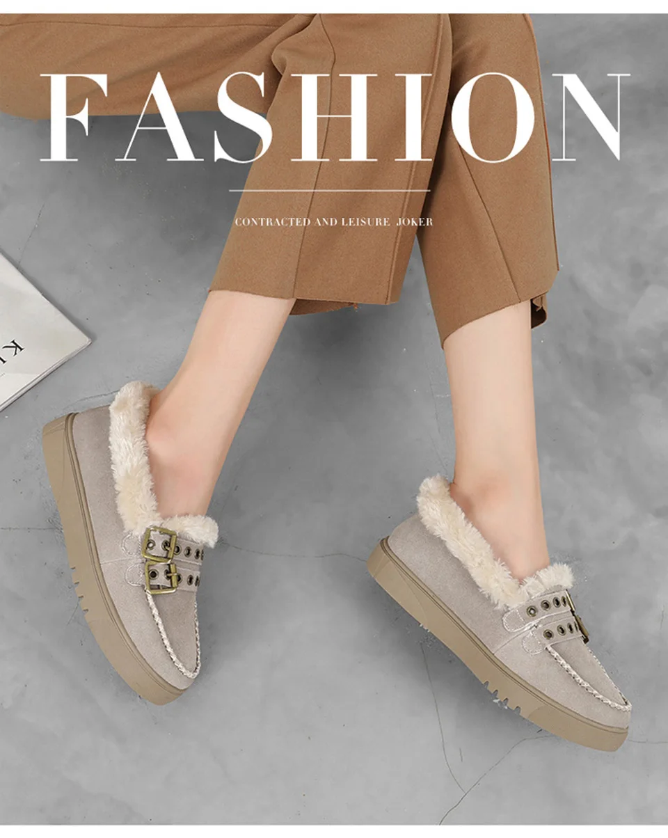 Malemonkey/Size35-40; зимняя теплая и утолщенная модная женская обувь на плоской подошве; слипоны