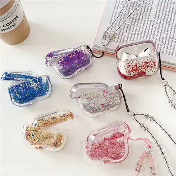 

Quicksand Bling Stars Earphone Case For Airpods Pro Cover With Crystal Strap Bluetooth Earpods Airpods Pro Clear Charging Box