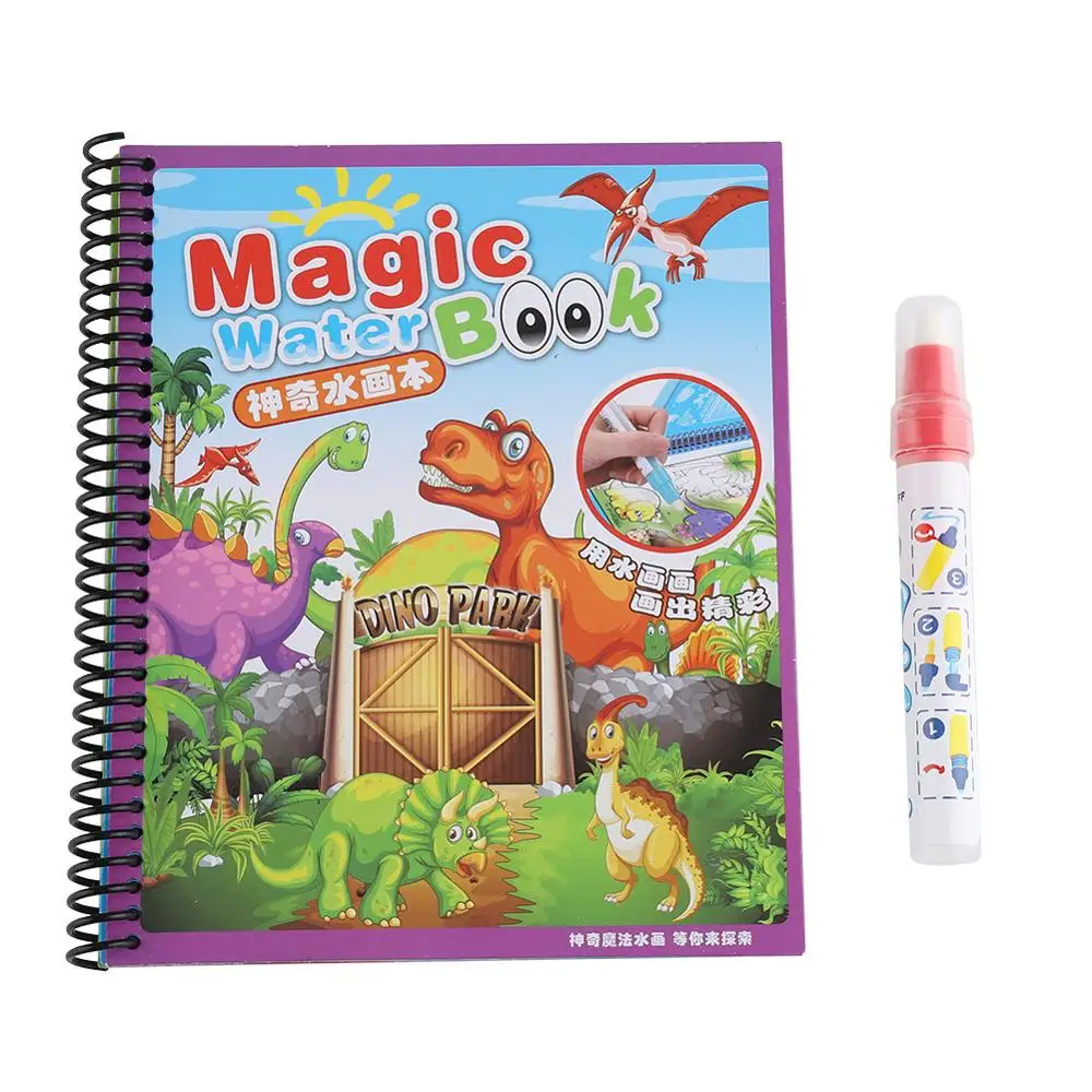 Новая доска для рисования Монтессори, детские игрушки, книжка-раскраска, каракули и волшебная вода, книга для рисования, подарок на день рождения - Цвет: dinosaur