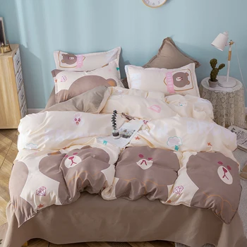 

Brown Bear Duvet Cover Pillowcase 3pcs 220×240,135×200 Child Quilt Cover, Single Double Queen King Bedding Sets , Brown sheets