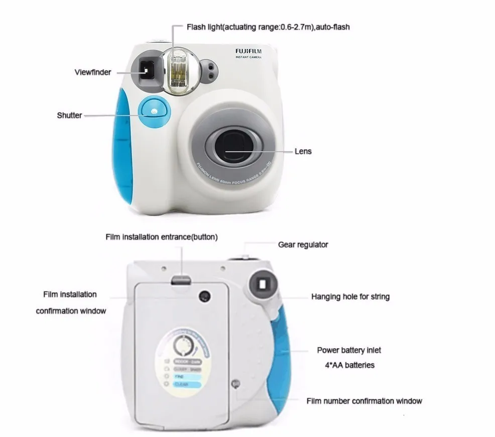 Подлинный Fujifilm Instax Mini 7C 7S камера 6 цветов в продаже Белый Розовый Синий мгновенная печать фото фильм съемка