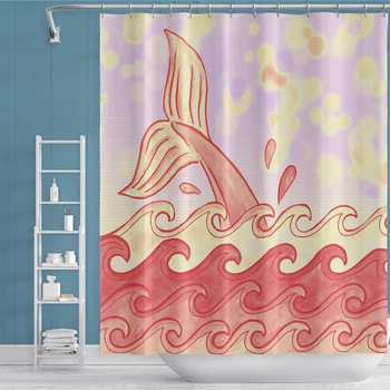 

Abstract Sea Animal Fish Shower Curtains Waterproof Bath Screen Printed Curtain for Bathroom Decor Gift