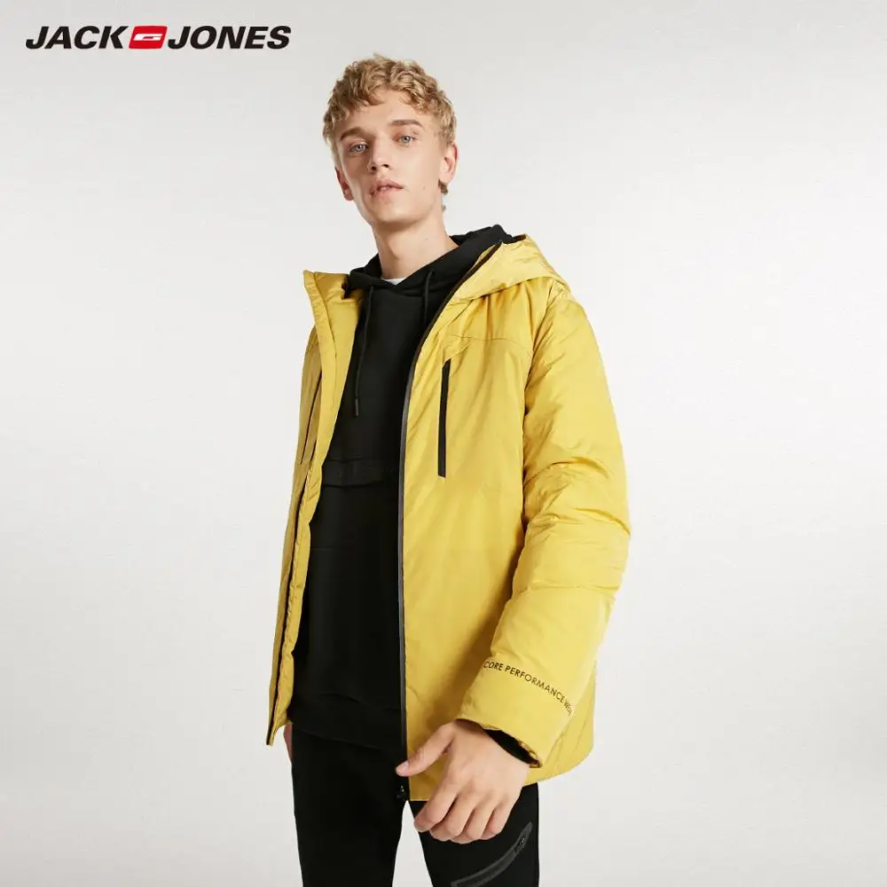 JackJones мужской зимний Повседневный Яркий цвет с капюшоном пуховик 218312532