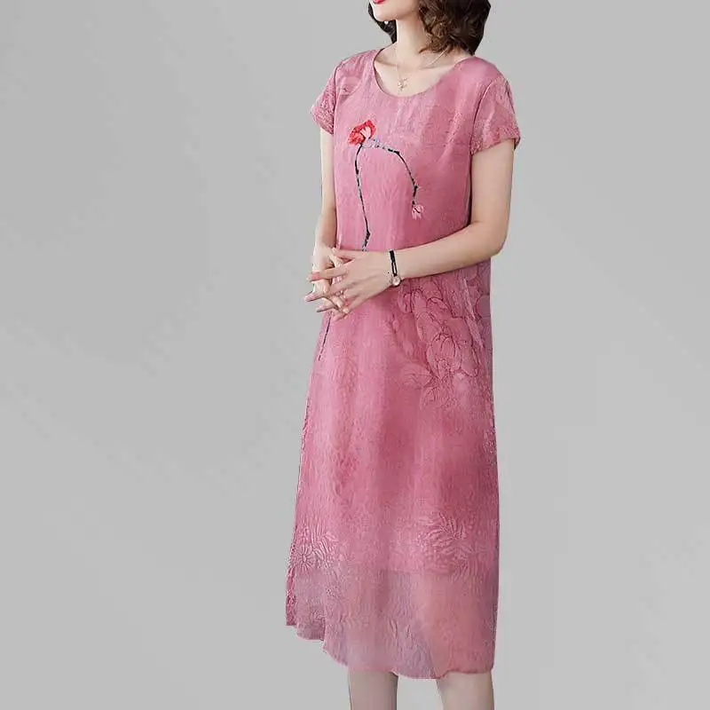 

Summer New Side Temperament Retro Women's Dress Plus size Dunne Print Simple Changed Cheongsam Dresses Elegant Vestidos wz752
