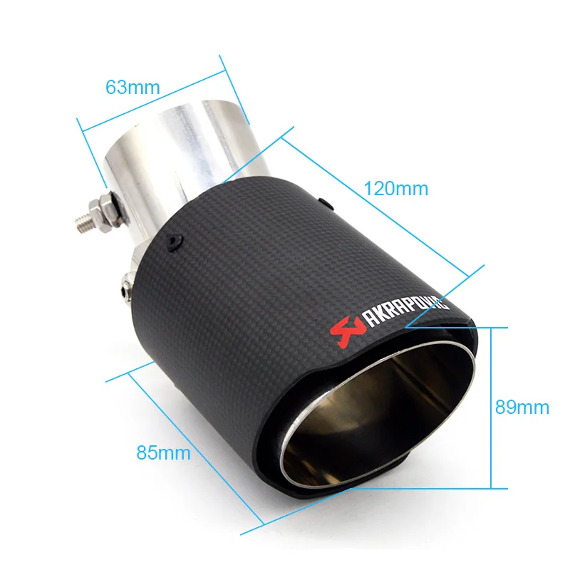 Регулируемый угол Akrapovic выхлопной наконечник из углеродного волокна для Kia Rio 3 2 k2 4 Cerato Picanto Carens Soul Venga Forte Шеви Chevrolet Cruze Lacetti Aveo Sail для VW bora jetta mk4 santana polo - Цвет: B Style 63mm 89mm