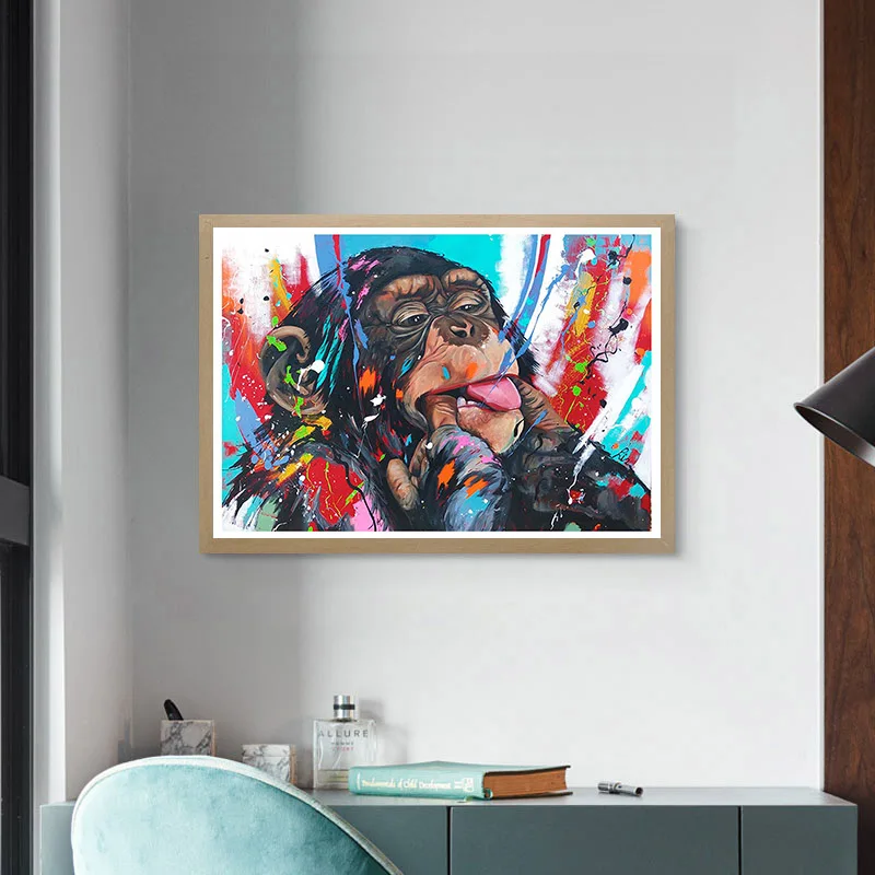 HDARTISAN-Vrolijk-Schilderij-Wall-Art-Canvas-Painting-Animal-Picture-Prints-Naughty-Chimps-Home-Decor-No-Frame-2