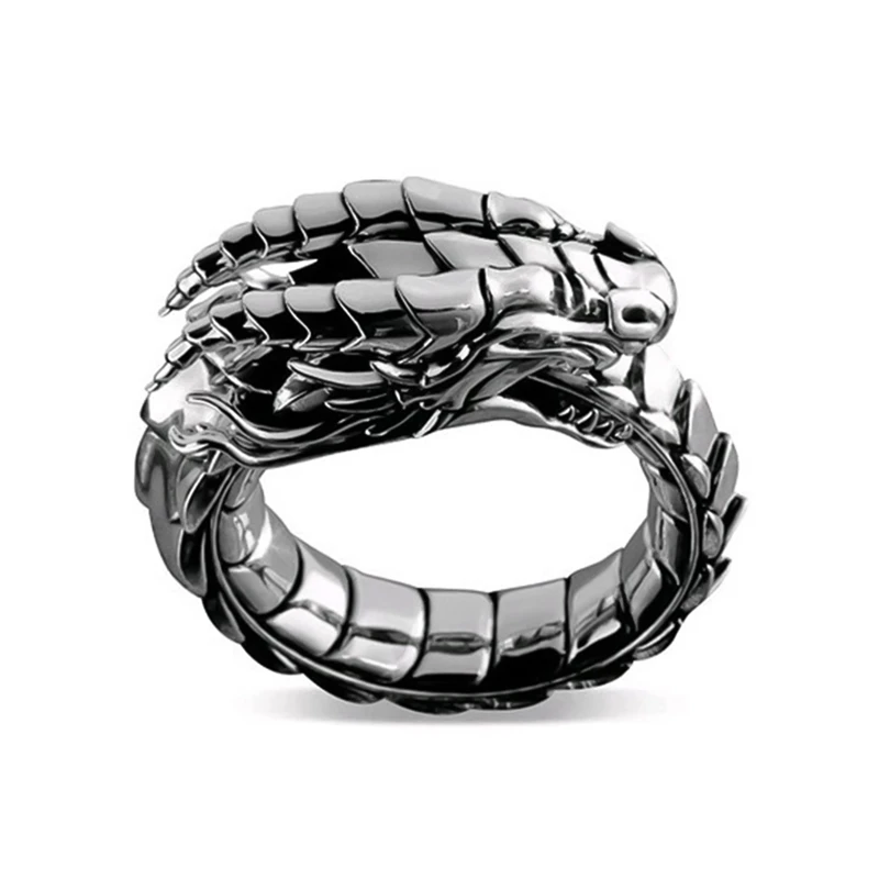 Retro Gothic Punk Rock Hip Hop Men Rings Trendy Dragon Male Rings Jewelry Accessories Anniversary Gift