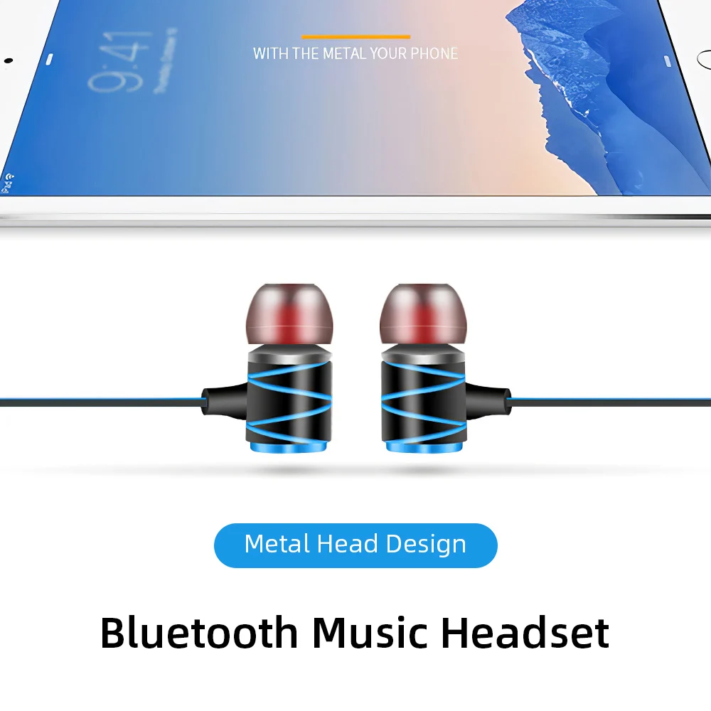 Wireless Earphone Bluetooth V4 1 Headsets Hanging Neck Sports In Ear Music Earbuds For iPhone Samsung M20 Xiaomi Redmi6 Stereo