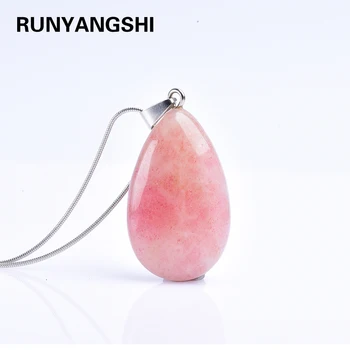 

1pc Natural Raw Strawberry Quartz Crystal Stone Specimen Healing Water Drop Pendant and pink crystal Necklace for gifts