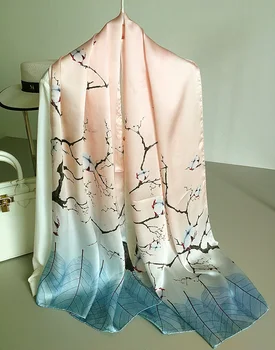 

Women's 100% Pure Silk Satin 12mm Long Big Scarf Shawl Wrap Neckerchief 175x52cm 68"x20" WJ105