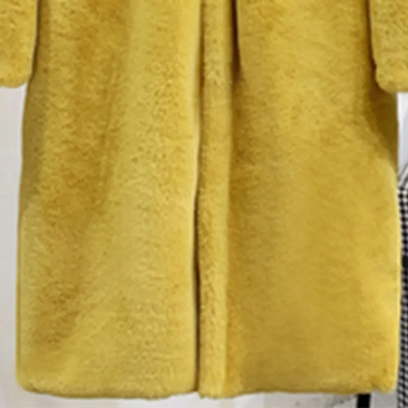 yellow 30 Degrees Fur Coat Women Casual Hoodies Furry Thick Warm Long Faux Rabbit Fur Jacket Loose Winter Coat Women OverCoat - Цвет: yellow