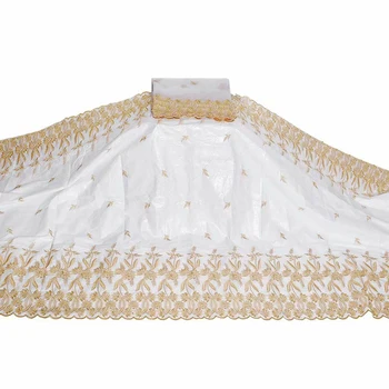 

African bazin riche fabric with brode Latest fashion embroidery bazin lace fabric with net lace in Switzerland For Wedding dress
