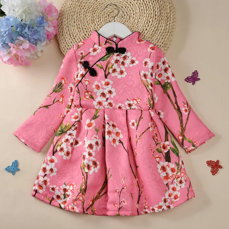 Осенняя повседневная детская одежда платье с длинными рукавами для девочек 2, 3, 8, 9, 10 лет - Цвет: pink floral