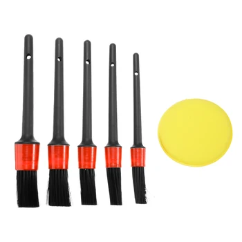

Mayitr 5pcs Car Detailing Brushes Car Wheels Engine Emblems Air Vents Cleaning Brush with 1pcs Cleaning Sponge