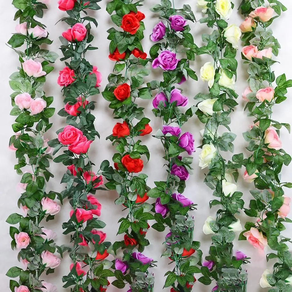 220cm Artificial Flowers Cloth Rose Flowers Vine Flower Wall Hanging