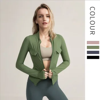 

New sports jacket female tight sexy fitness clothes autumn and winter was thin long-sleeved quick-drying yoga clothing wholesale