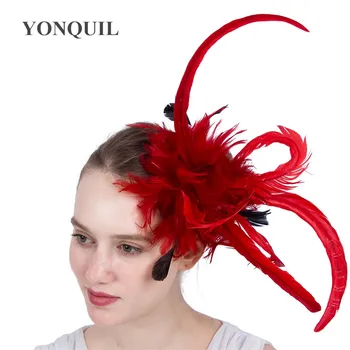 

Eegant ladies hair Fascinators hat Feather headwear women church wedding fashion hair accessories headbands Multiple colors