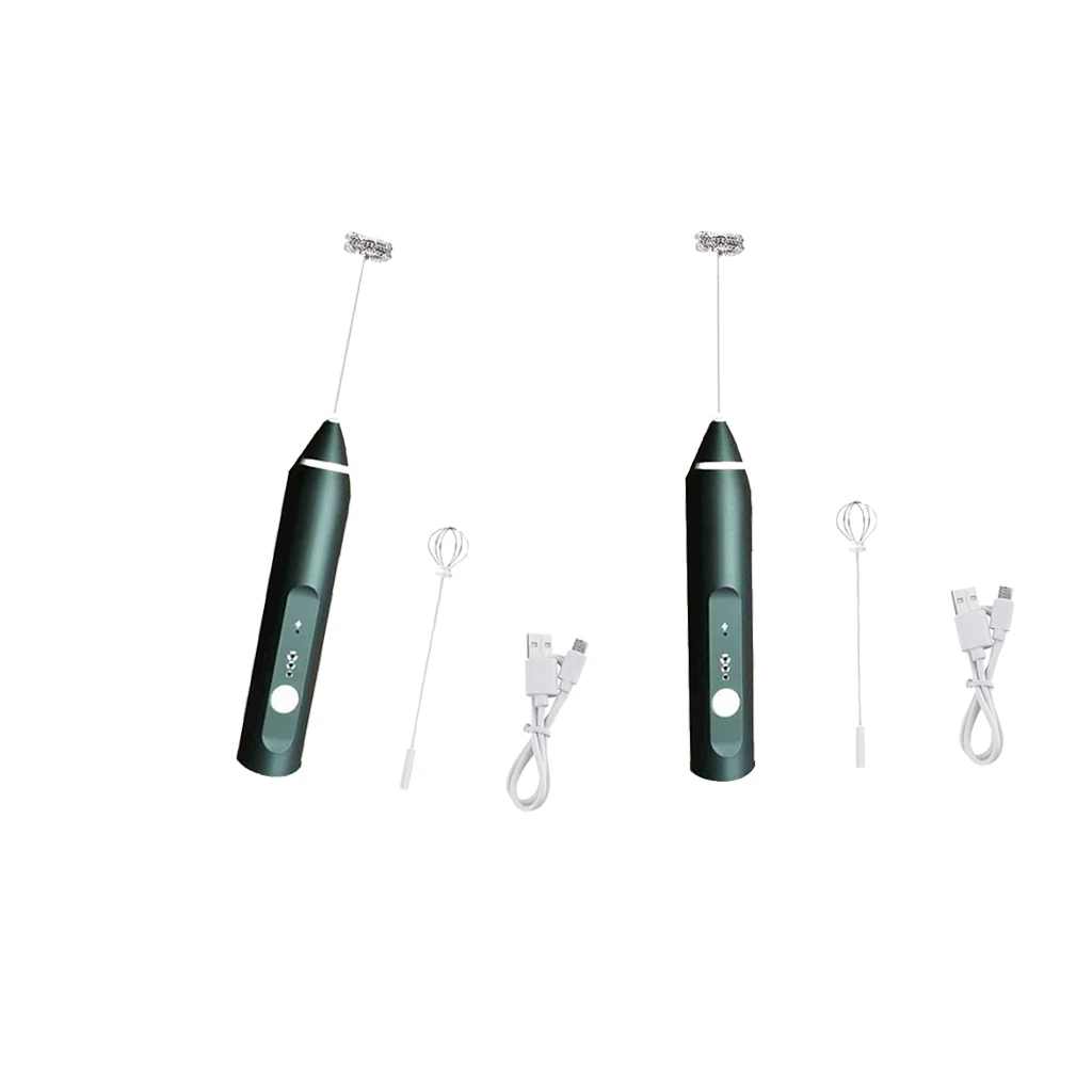 2Pack Black Handheld Electric Milk Frother with Eggbeater Electric Foam Maker For Coffee, Lattes, Cappuccino, Hot