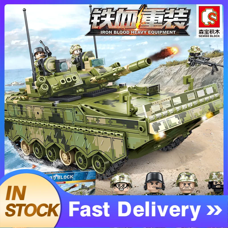 

SEMBO 105731 910pcs MOC Technic series Building Blocks ZBD-04 type infantry fighting vehicle Bricks Toys for Kids