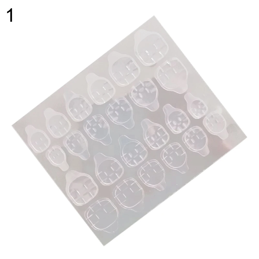 24Pcs Double Sided Adhesive Glue Tapes Nail Art Tabs Clear Manicure for Fake Tip False Nails Make up Supplies