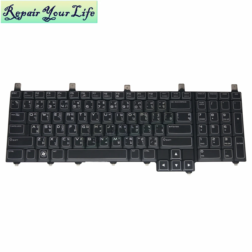 Клавиатура для DELL Alienware M17X R1 R2 R4 R5 M18X TI TW Таиландская стандартная черная зеленая
