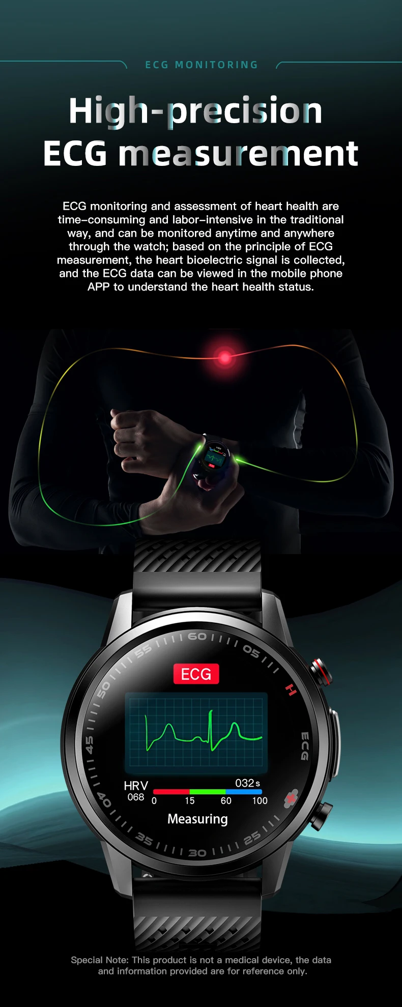 Smartwatches 650nm Laser Treatment Real ECG PPG Blood Pressure Heart Rate Healthy Tracking Work with Xiaomi Android iPhone F800