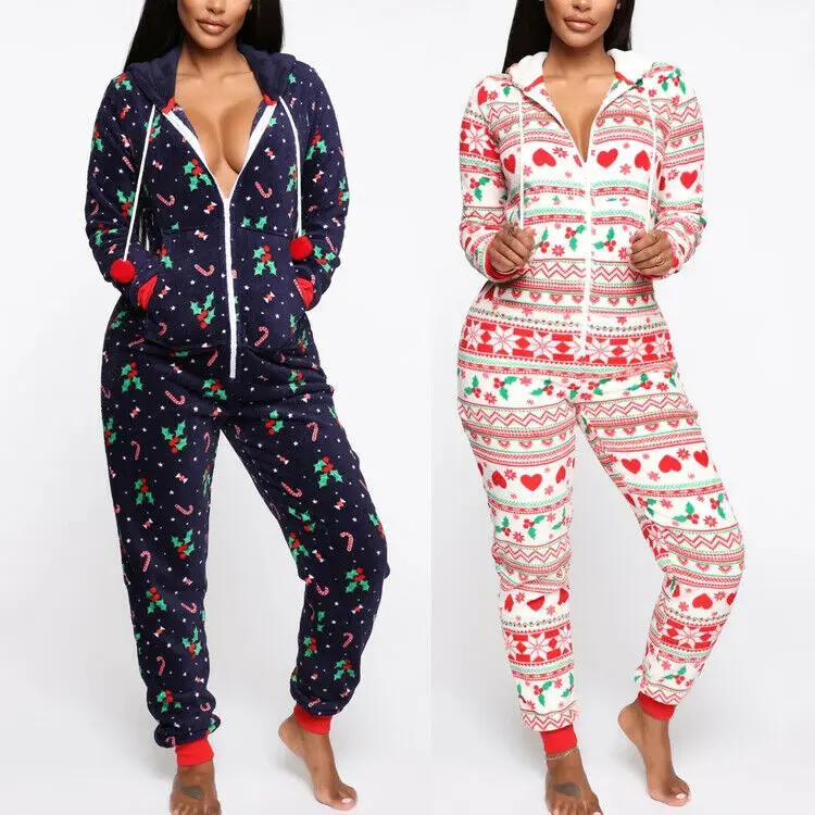 

Women Christmas Pajamas Winter Long Sleeve Nightwear Ladies Hoodies Long Sleepwear