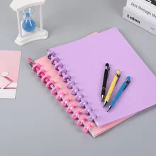 Boucle d'anneau de reliure en plastique, nouveau stylo insérable de couleur, trou de champignon, outil de reliure pour carnet à feuilles mobiles, 100 pièces 28mm